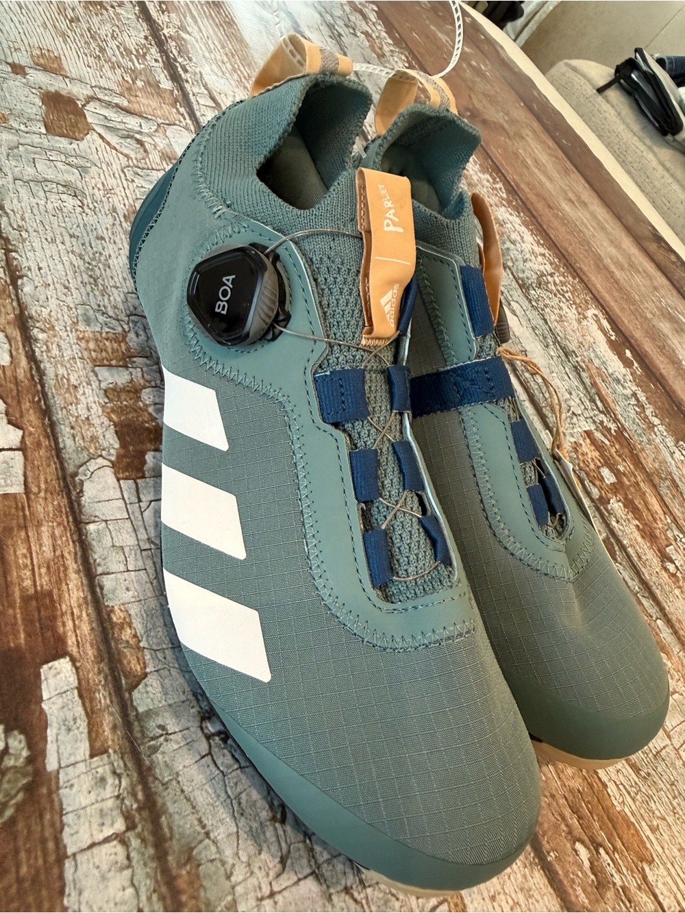 Adidas Parley x The Road Hazy Emerald BOA Cycling Sneakers Size 6 or Men 5 BNWT